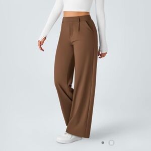 Brown straight Leg Pants High-Waisted